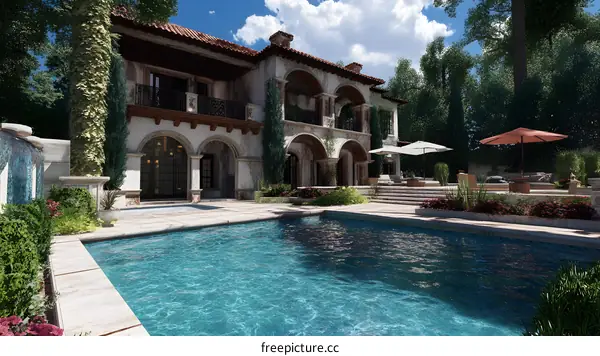 Luxury Villa with Swimming Pool and Lush Greenery