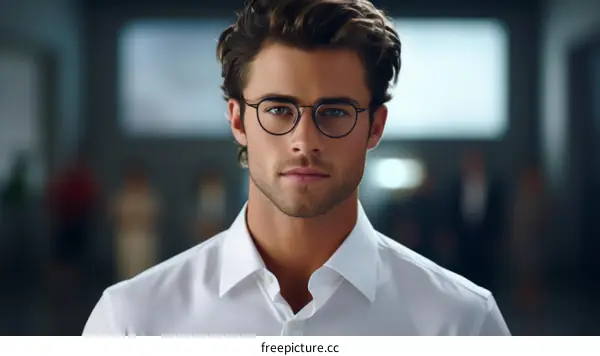 Portrait of a handsome young professional man wearing glasses