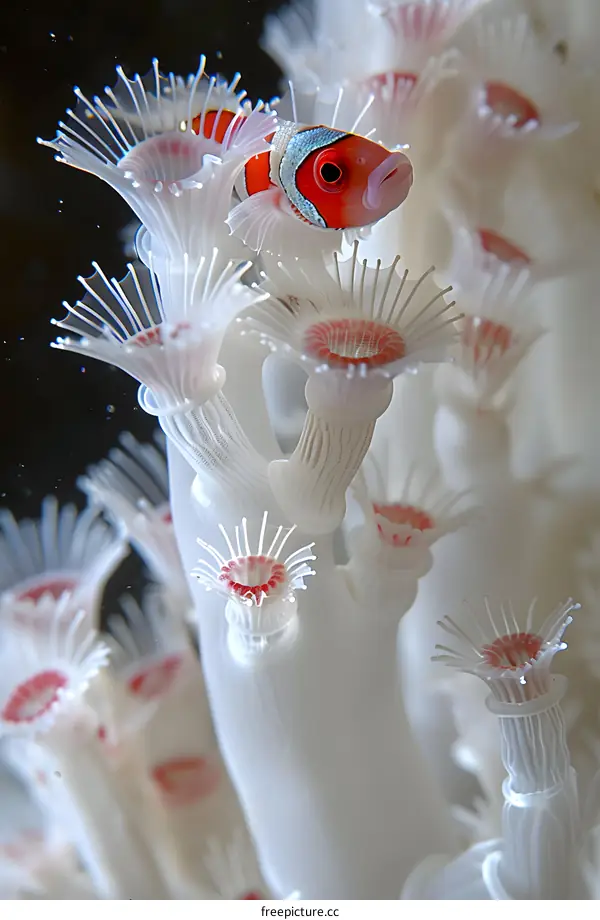 Clownfish in White Coral Reef