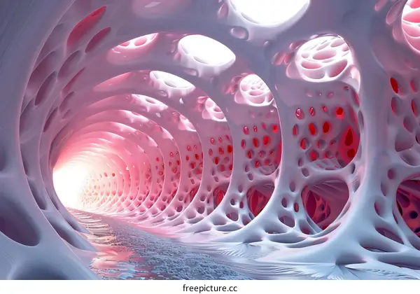Pink and white organic tunnel