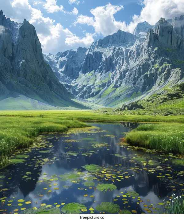 Serene Mountain Lake Valley