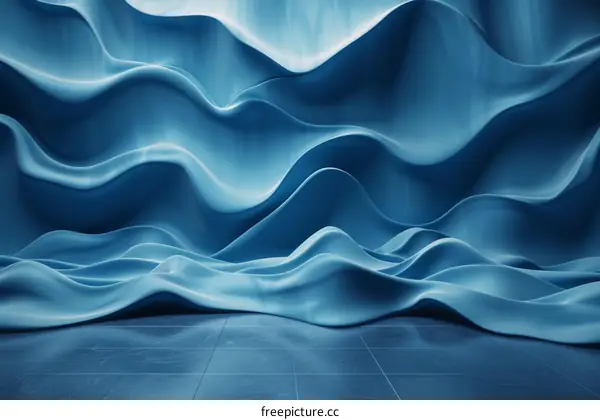 3D Wavy Wall Background Blue