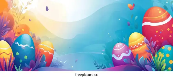 Colorful Easter Eggs in a Floral Wonderland