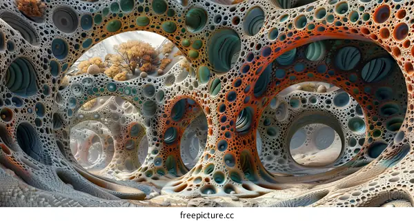 Surreal Organic Structure with Desert Landscape
