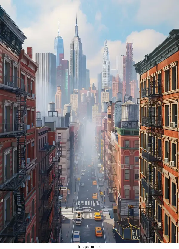 New York City Street with Tall Buildings