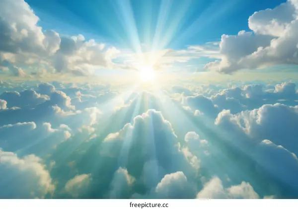 Sun rays shining through the clouds