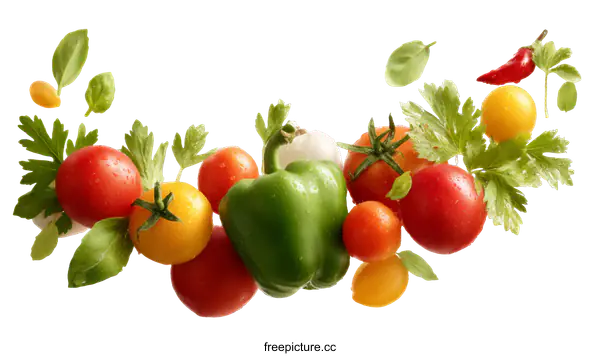 [Transparent Background PNG]Fresh Colorful Vegetables in Motion
