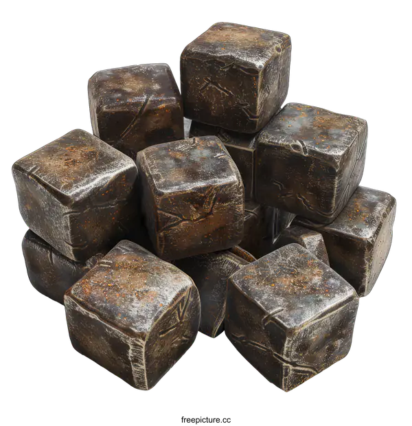 [Transparent Background PNG]Stack of Metal Cubes on transparent background