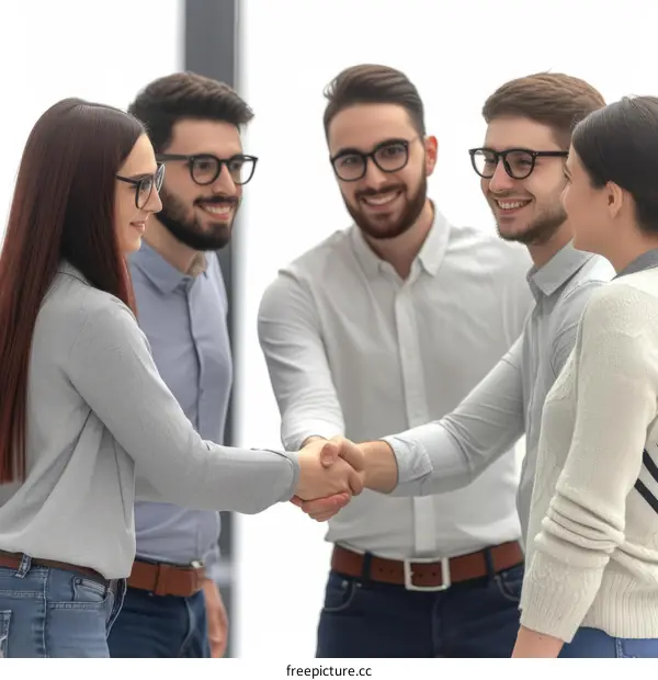 Business people shaking hands in agreement