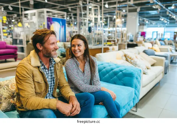 Couple Shopping for Furniture in a Retail Store