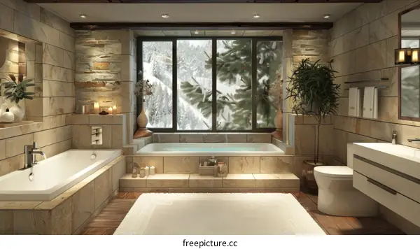 Rustic Mountain Cabin Bathroom Interior Design