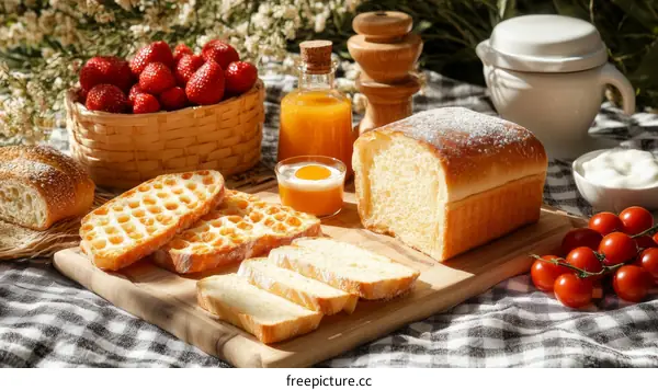 Picnic Breakfast Bread and Fruits