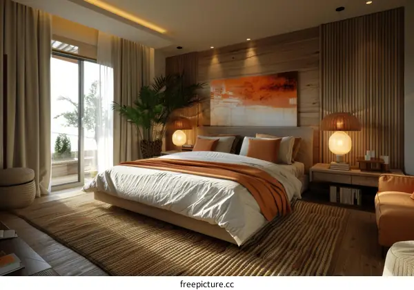 Modern Bedroom Interior Design with Wooden Accents