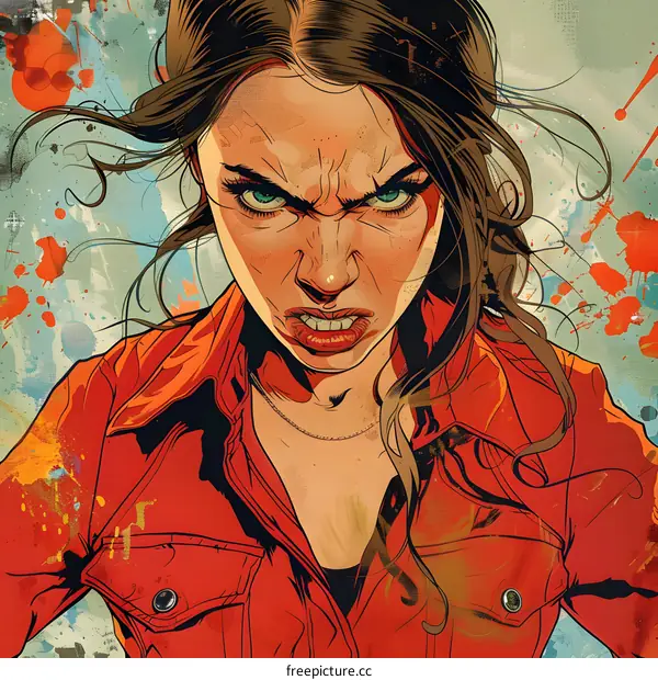 Illustration of a woman with an angry expression on her face