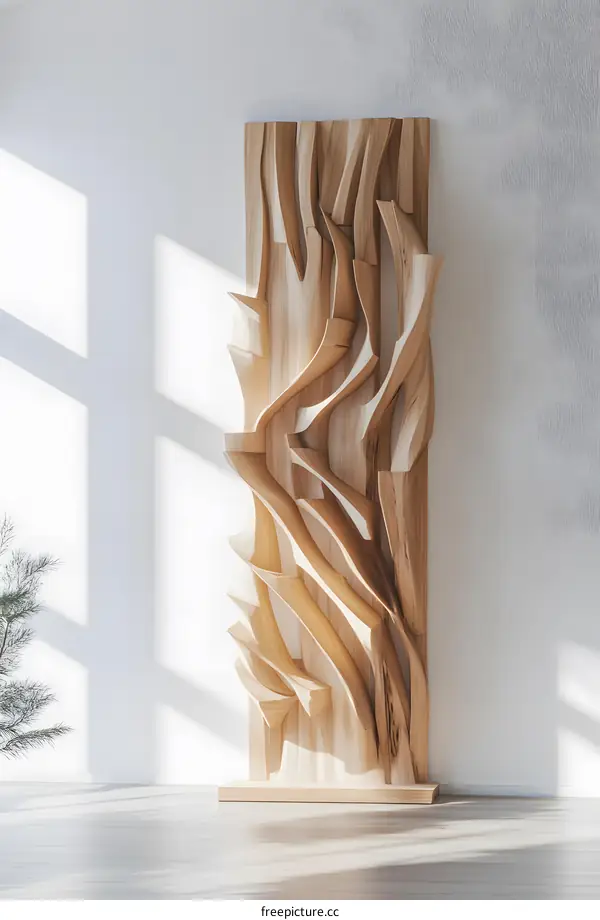 Modern Abstract Wood Sculpture Wall Art
