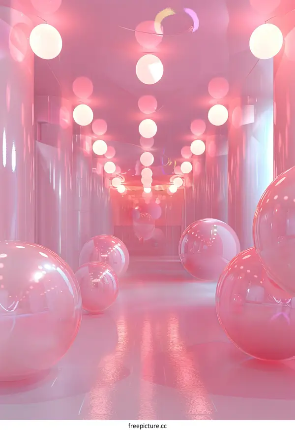 Pink Room with Glossy Balls