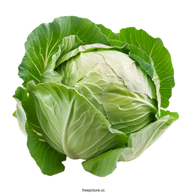 [Transparent Background PNG]A green cabbage isolated on a white background