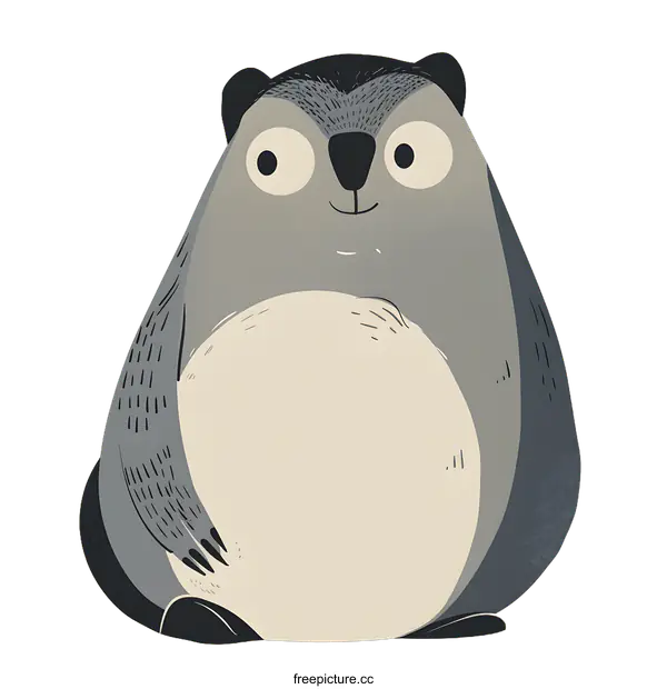 [Transparent Background PNG]Cute Cartoon Illustration of a Gray Bear