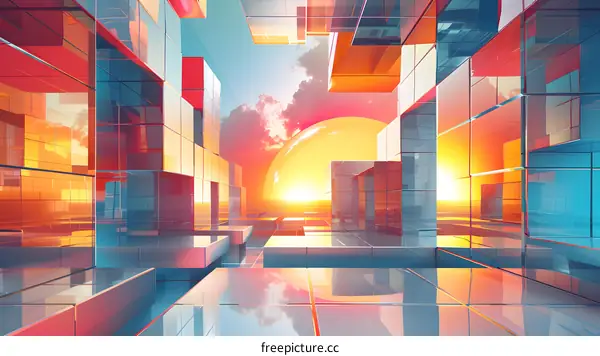 Glass Brick Structure Of A Modern Building