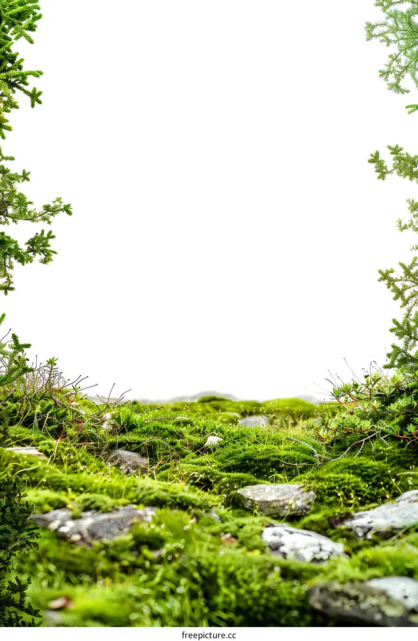Green Moss Texture Background With White Space