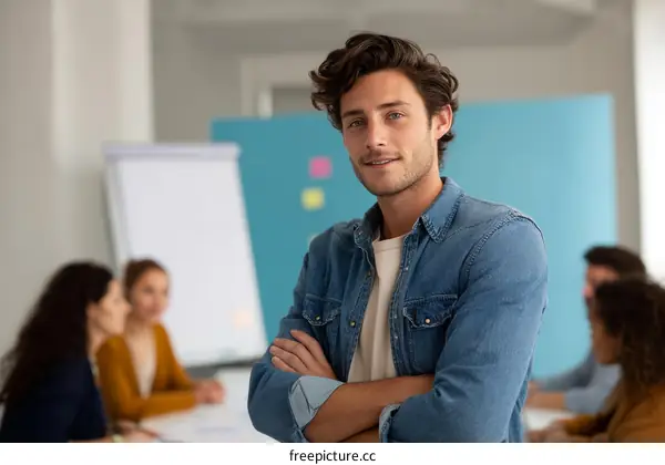 Business Meeting Confident Man Focused Portrait