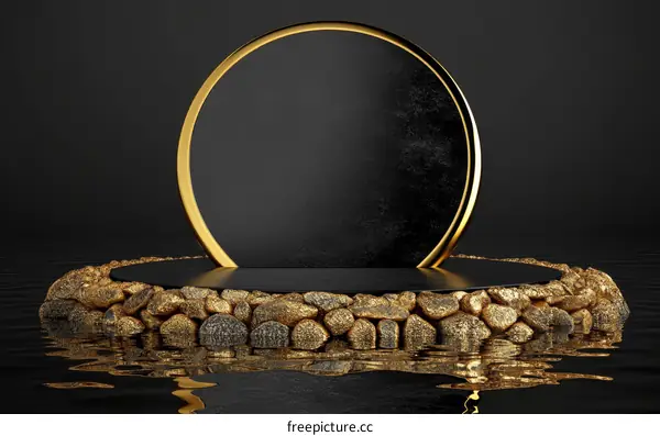 Luxury Black and Gold Geometric Display Platform