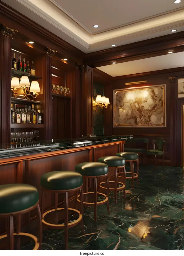 Green Marble Floor Bar Interior Design