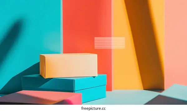 Colorful Background With Boxes For Product Display