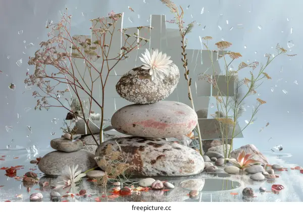 Stone, Water, and Flowers (3)