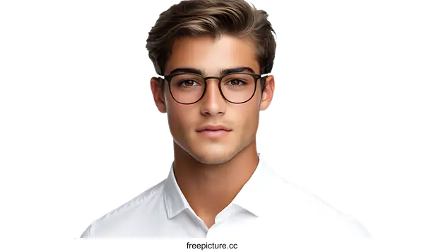 [Transparent Background PNG]Stylish Caucasian Man in Glasses Portrait
