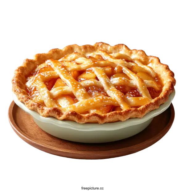 [Transparent Background PNG]Delicious Homemade Apple Pie on a Wooden Plate