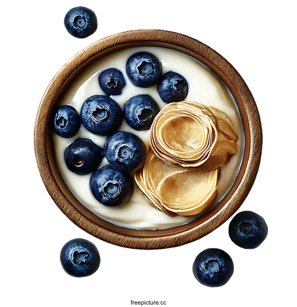 [Transparent Background PNG]Yogurt with Berries and Golden Flakes