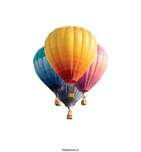 [Transparent Background PNG]Colorful Hot Air Balloons Against White Background