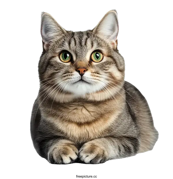 [Transparent Background PNG]Closeup of a Tabby Cat Lying Down