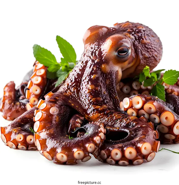 Fresh Octopus on White Background