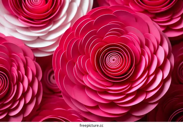 Pink and white paper flowers