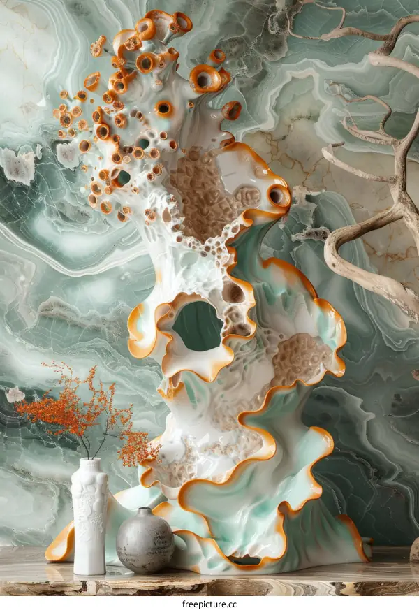 Abstract Stone Sculpture with Organic Forms