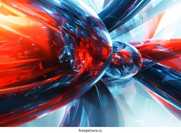 Abstract Red and Blue 3D Shapes