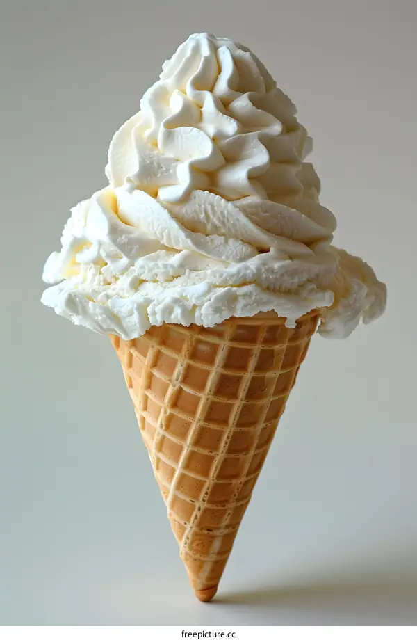 Vanilla ice cream in cone