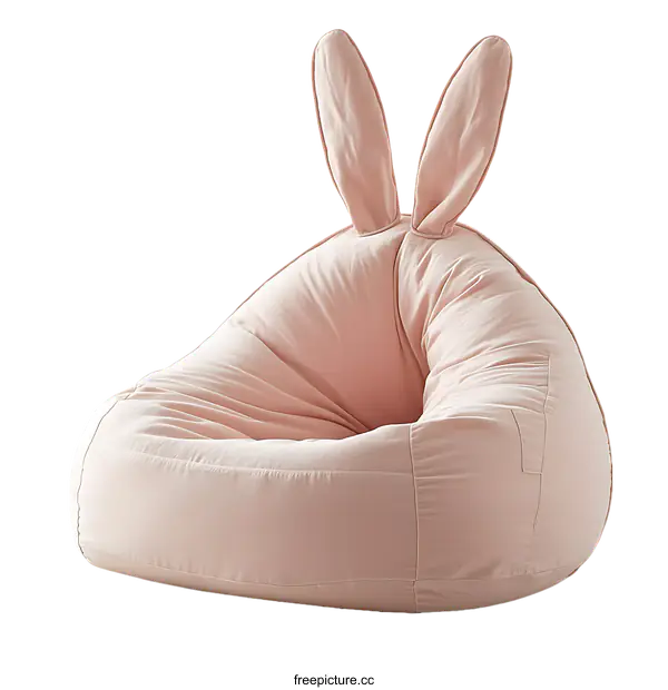 [Transparent Background PNG]Pink Bunny Bean Bag Chair for Kids
