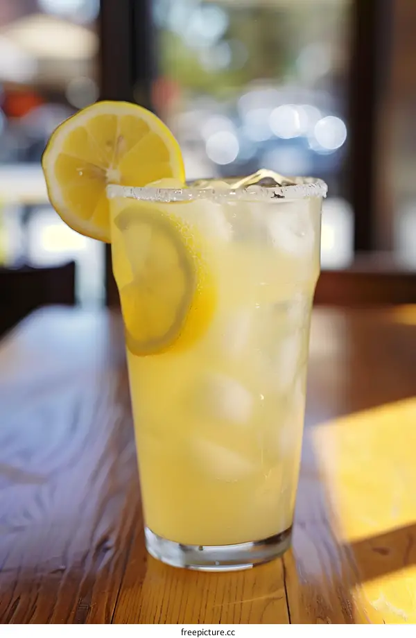 Glass of Lemonade with Lemon Wedge