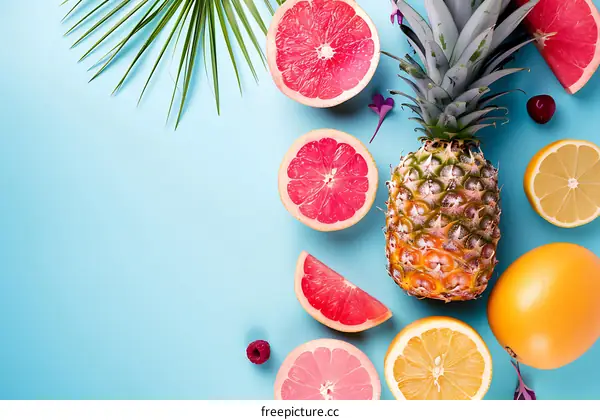 Summer Fruit Tropical  Pineapple Grapefruit Lemon  Background