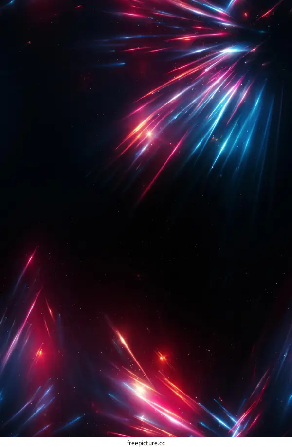 Colorful streaks of light on a black background