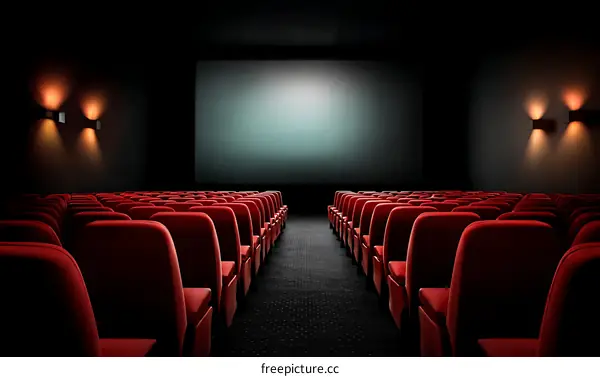 Empty Movie Theater Seats and Screen