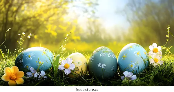 Easter Eggs in a Spring Meadow