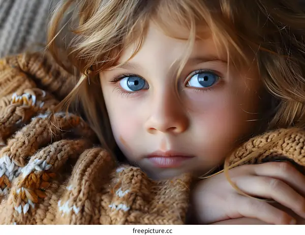 portrait of a cute little girl with blue eyes