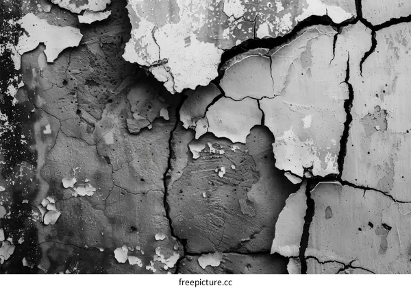 Black and white cracked concrete wall texture background
