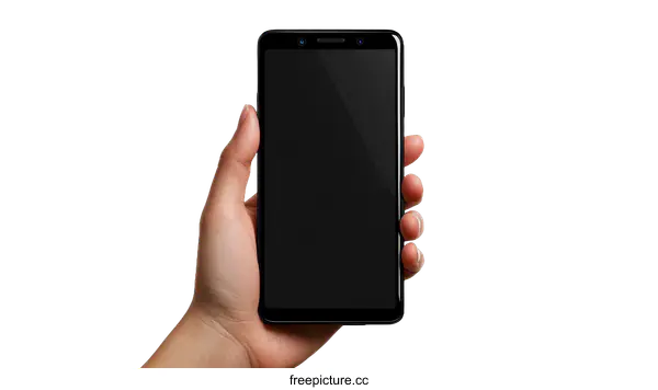 [Transparent Background PNG]Smartphone Held by a Person Dark Background