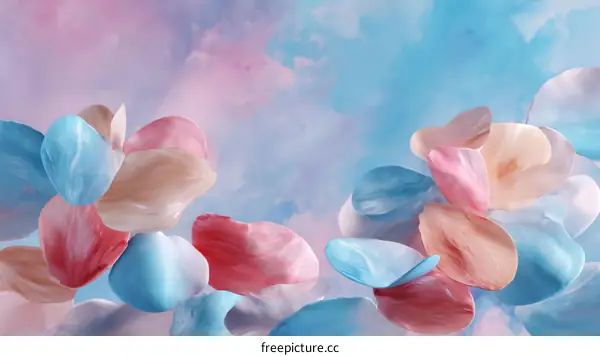 Abstract Floating Flower Petals in Pastel Colors