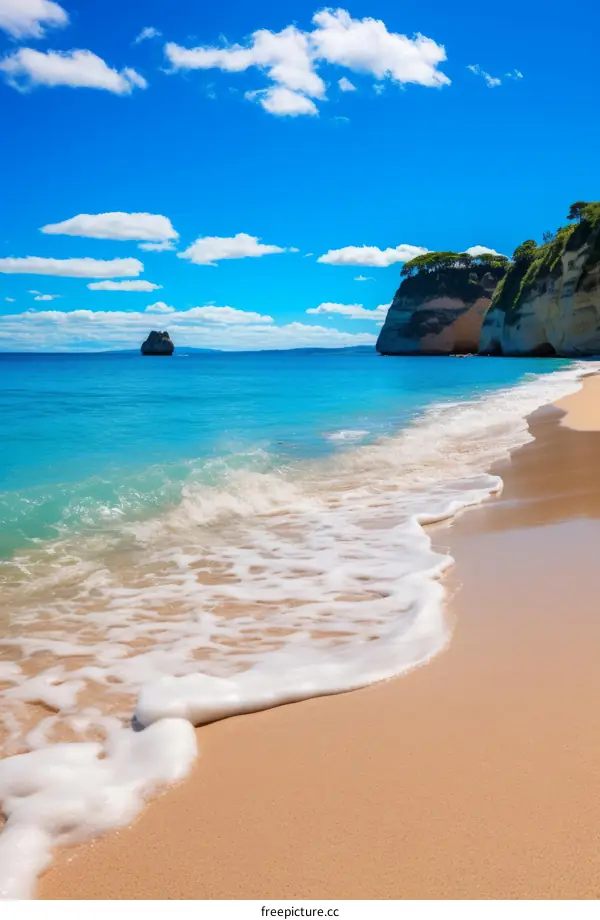 Beach with white sand and blue sea
